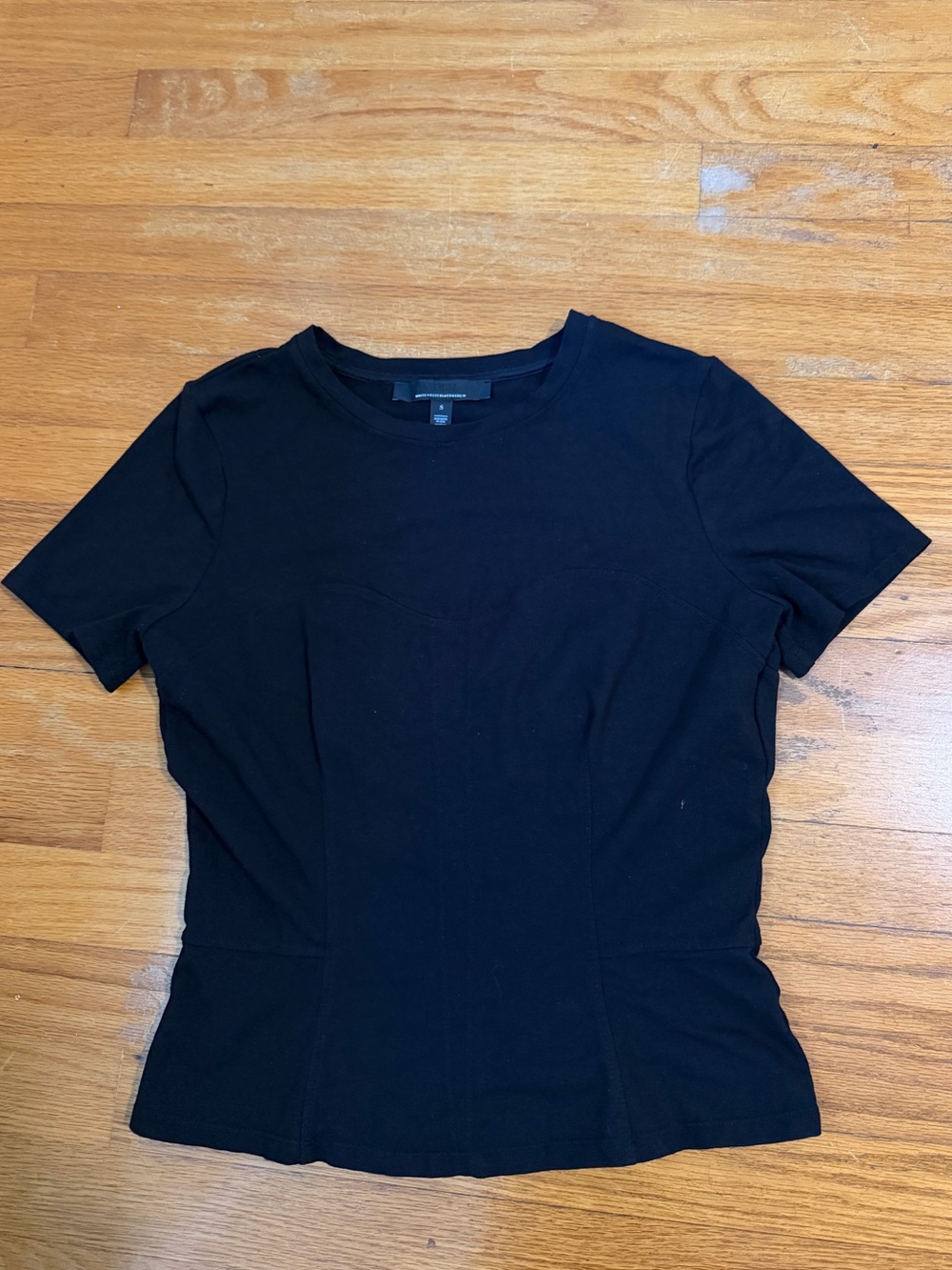 WHBM Black Short-Sleeve Fitted Top
